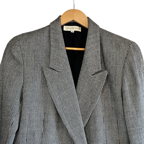 Jones New York 🇨🇦 wool vintage houndstooth blazer size 10 excellent condition - Picture 2 of 12
